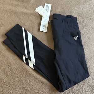 Tory Burch Black Leggings with White Accents